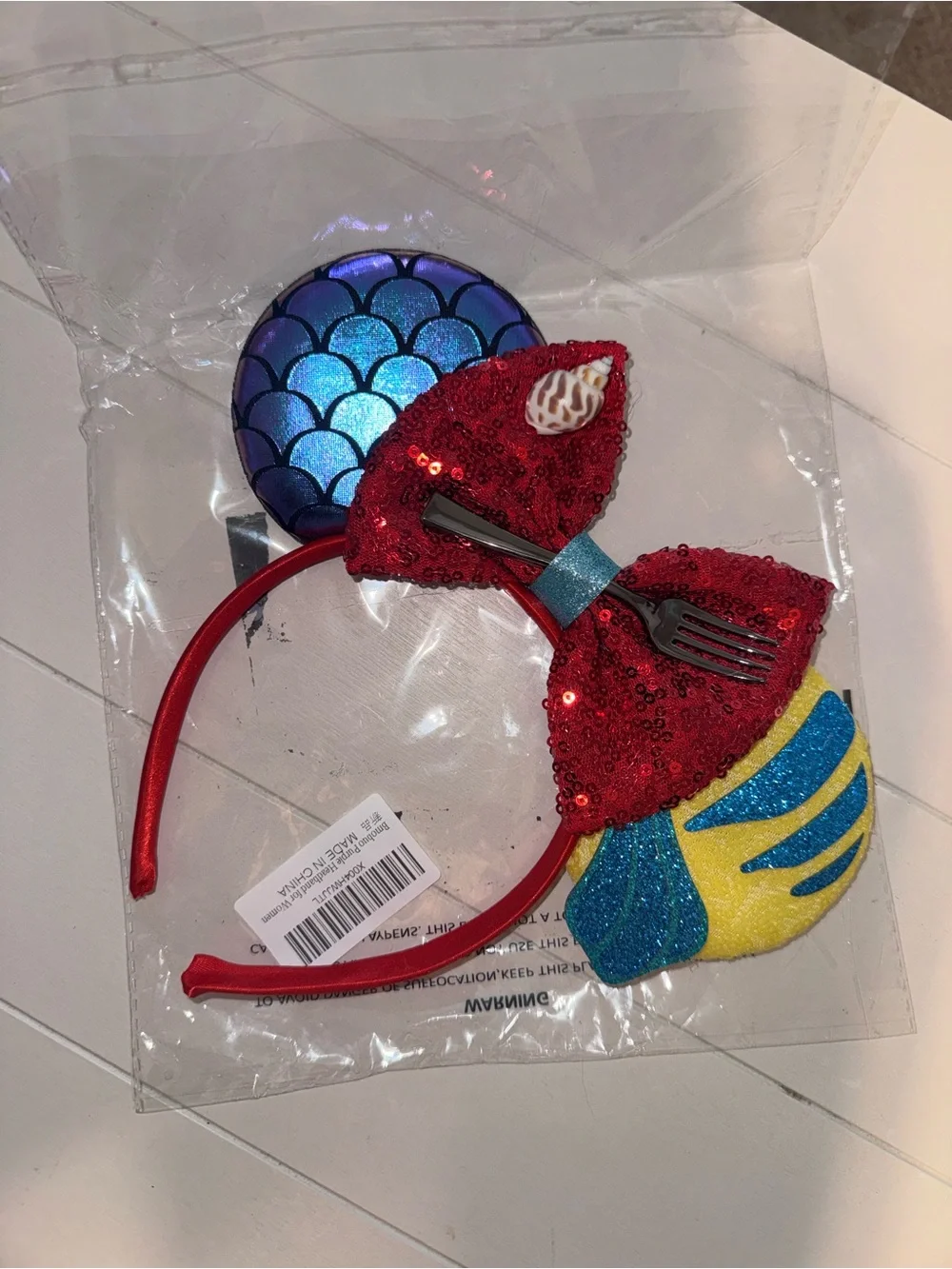 Red Sequin Mermaid Ear Headband for Kids